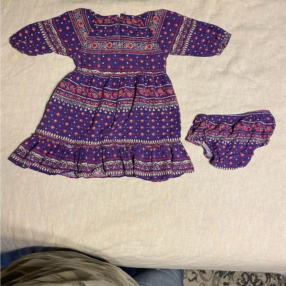 Purple Lucky 2T boho dress with diaper cover - Picture 2 of 3